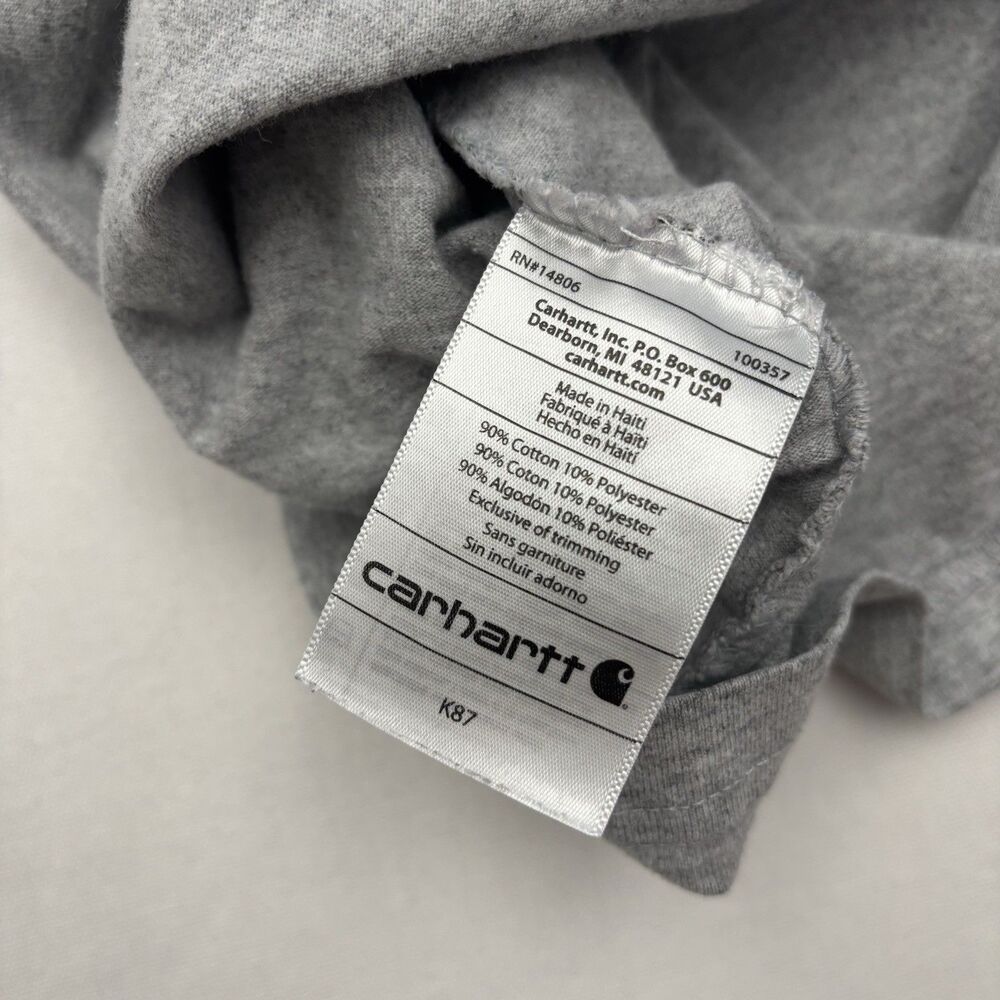 Carhartt T-Shirt Mens Small Gray Pocket Logo Short Sleeve Crew Neck Work Wear - Picture 4 of 5
